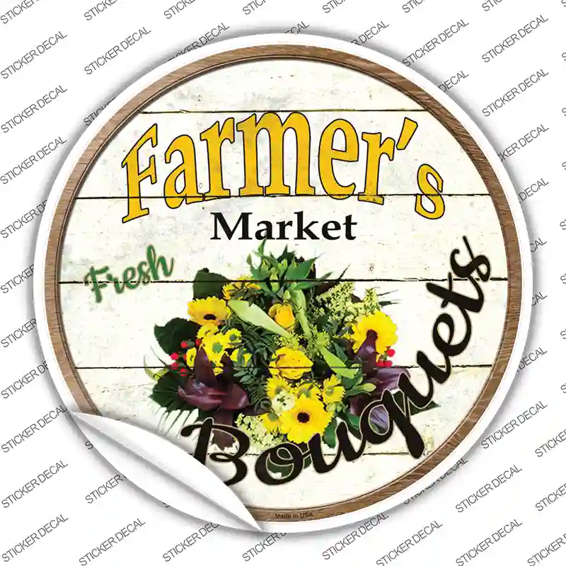 Farmers Market Bouquets Novelty Circle Sticker Decal