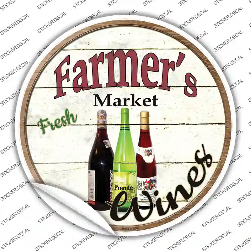 Farmers Market Wines Novelty Circle Sticker Decal