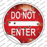 Do Not Enter Rusty with Bullet Holes Novelty Circle Sticker Decal