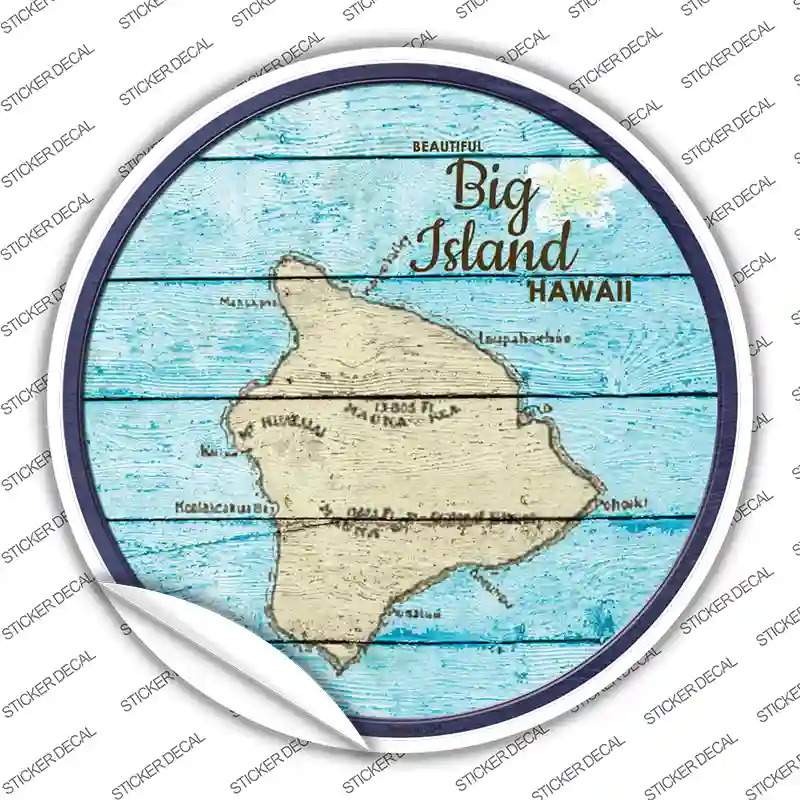 Big Island Hawaii Map Novelty Circle Sticker Decal