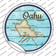Oahu Hawaii Map Novelty Circle Sticker Decal