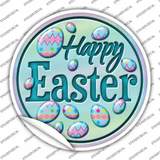 Happy Easter with Eggs Novelty Circle Sticker Decal