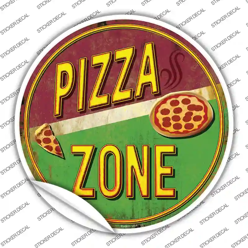 Pizza Zone Novelty Circle Sticker Decal