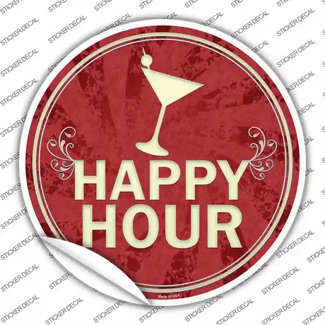 Happy Hour Novelty Circle Sticker Decal