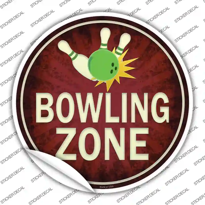 Bowling Zone Novelty Circle Sticker Decal