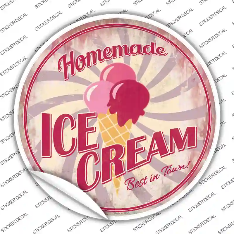 Homemade Ice Cream Novelty Circle Sticker Decal