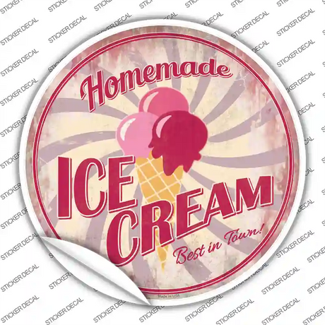 Homemade Ice Cream Novelty Circle Sticker Decal