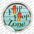 Orange Flip Flop Zone Novelty Circle Sticker Decal