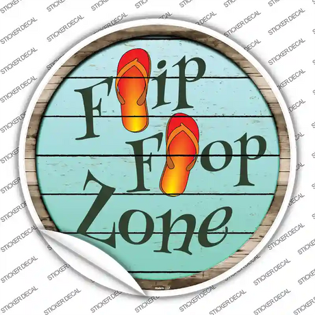 Orange Flip Flop Zone Novelty Circle Sticker Decal