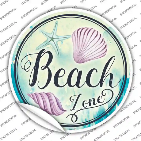 Beach Zone Novelty Circle Sticker Decal