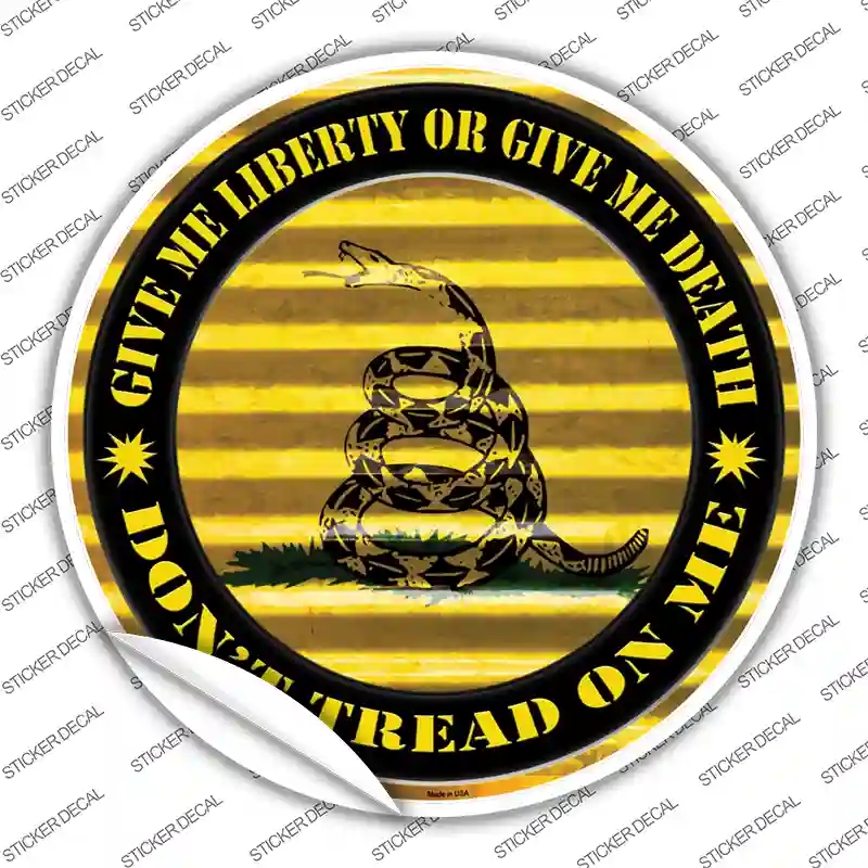 Dont Tread On Me Yellow Novelty Circle Sticker Decal