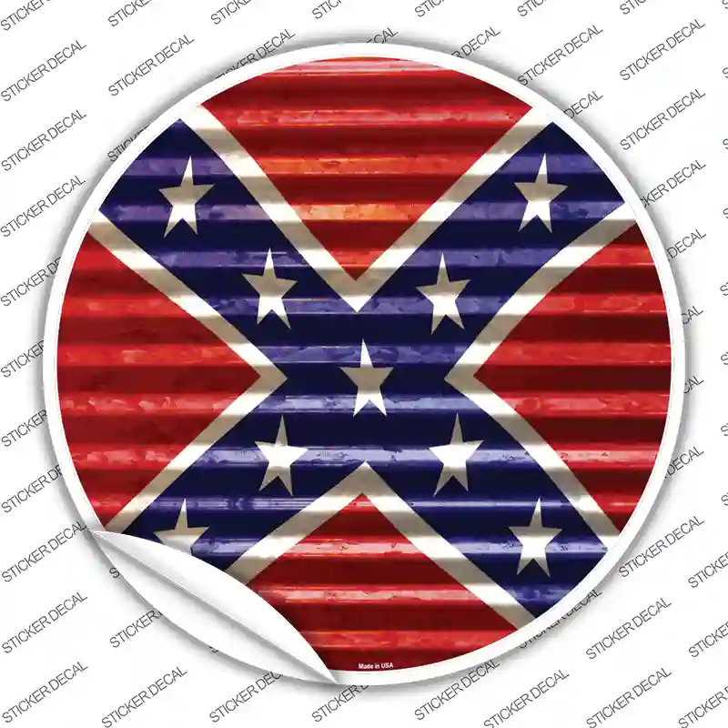 Confederate Flag Wavy Novelty Circle Sticker Decal