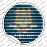 Connecticut Flag Corrugated Novelty Circle Sticker Decal