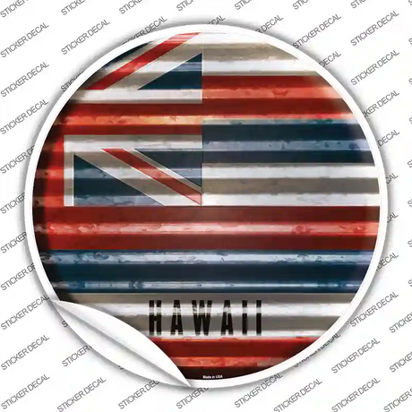Hawaii Flag Corrugated Novelty Circle Sticker Decal