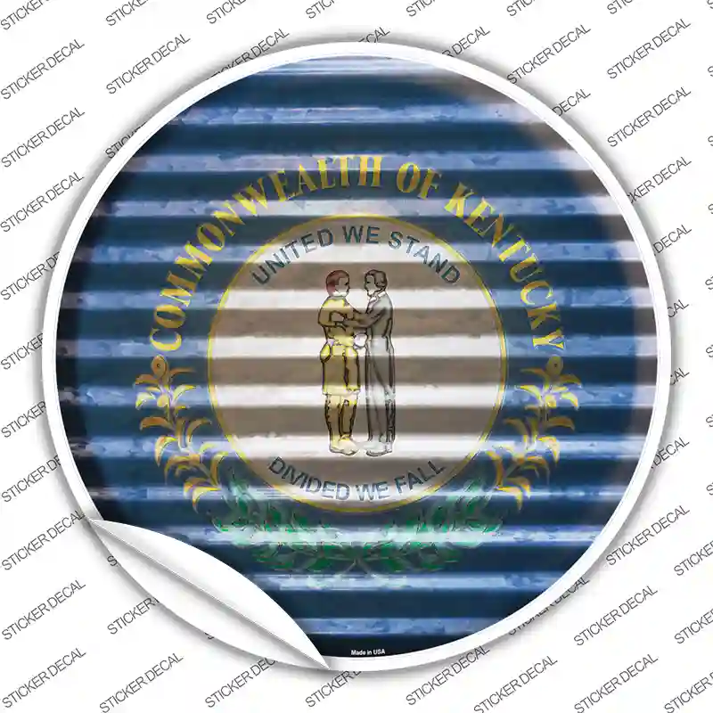 Kentucky Flag Corrugated Novelty Circle Sticker Decal