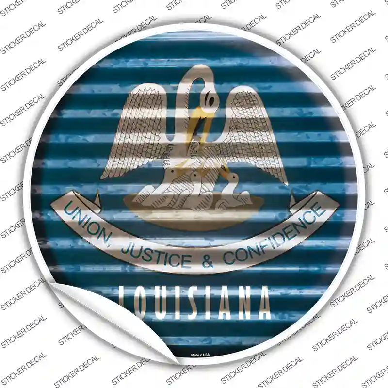 Louisiana Flag Corrugated Novelty Circle Sticker Decal
