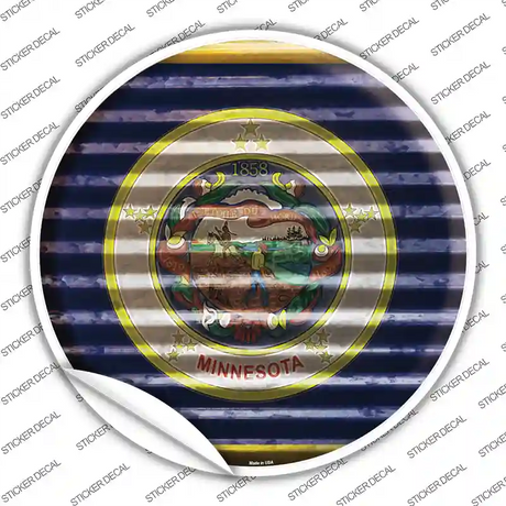 Minnesota Flag Corrugated Novelty Circle Sticker Decal
