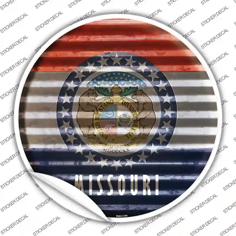 Missouri Flag Corrugated Novelty Circle Sticker Decal
