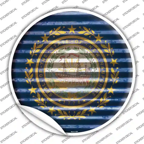 New Hampshire Flag Corrugated Novelty Circle Sticker Decal