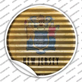 New Jersey Flag Corrugated Novelty Circle Sticker Decal