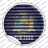 New York Flag Corrugated Novelty Circle Sticker Decal