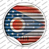 Ohio Flag Corrugated Novelty Circle Sticker Decal
