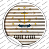 Rhode Island Flag Corrugated Novelty Circle Sticker Decal