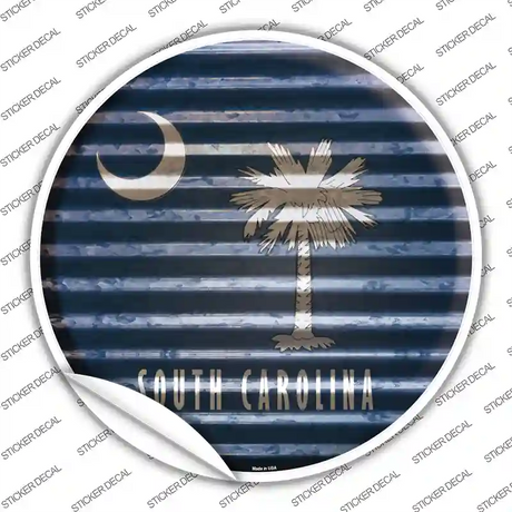 South Carolina Flag Corrugated Novelty Circle Sticker Decal
