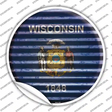 Wisconsin Flag Corrugated Novelty Circle Sticker Decal
