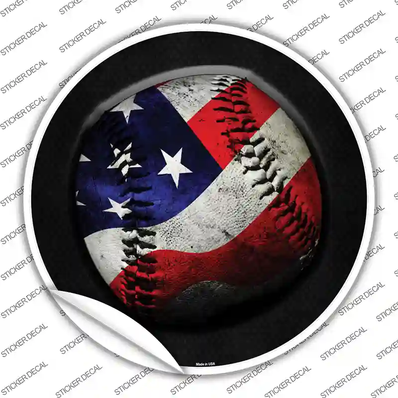 American Baseball Novelty Circle Sticker Decal