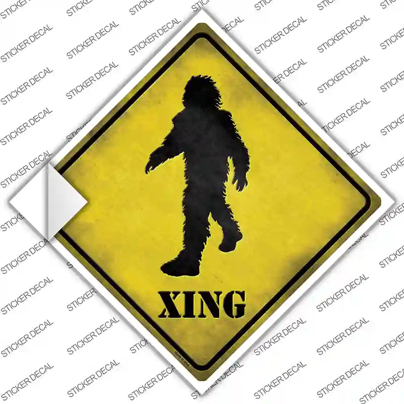 Bigfoot Xing Novelty Diamond Sticker Decal