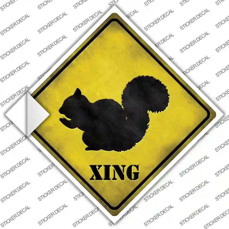 Squirrel Xing Novelty Diamond Sticker Decal