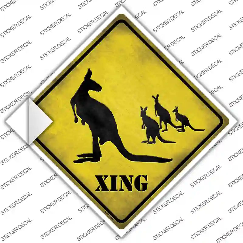 Kangaroo Xing Novelty Diamond Sticker Decal