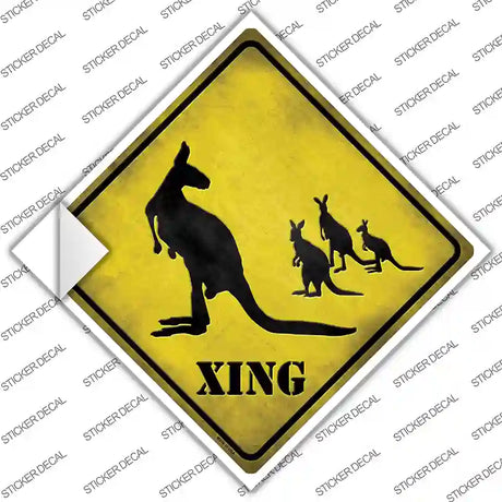 Kangaroo Xing Novelty Diamond Sticker Decal