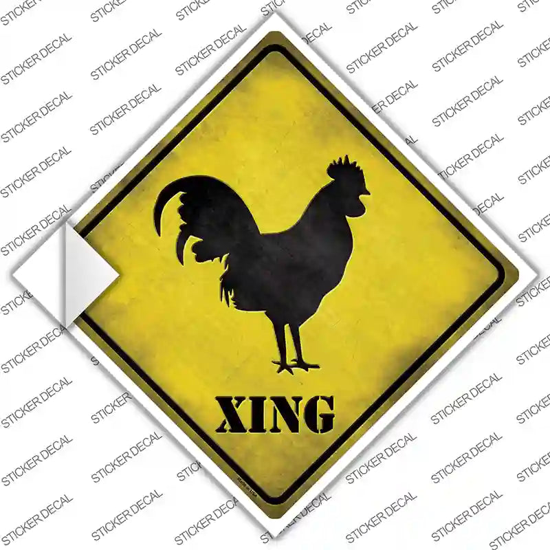 Rooster Xing Novelty Diamond Sticker Decal