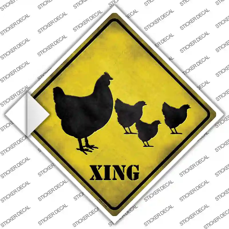 Chicken Xing Novelty Diamond Sticker Decal