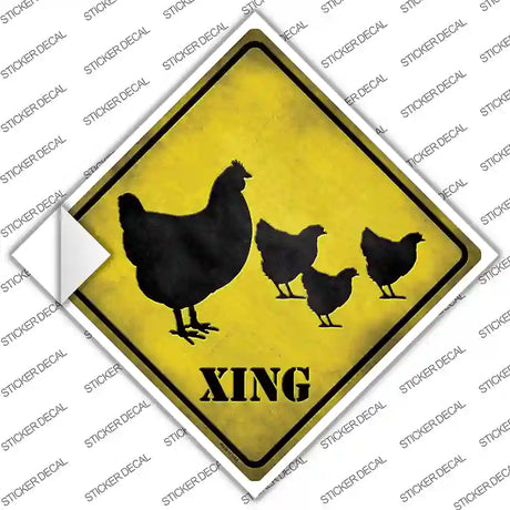 Chicken Xing Novelty Diamond Sticker Decal