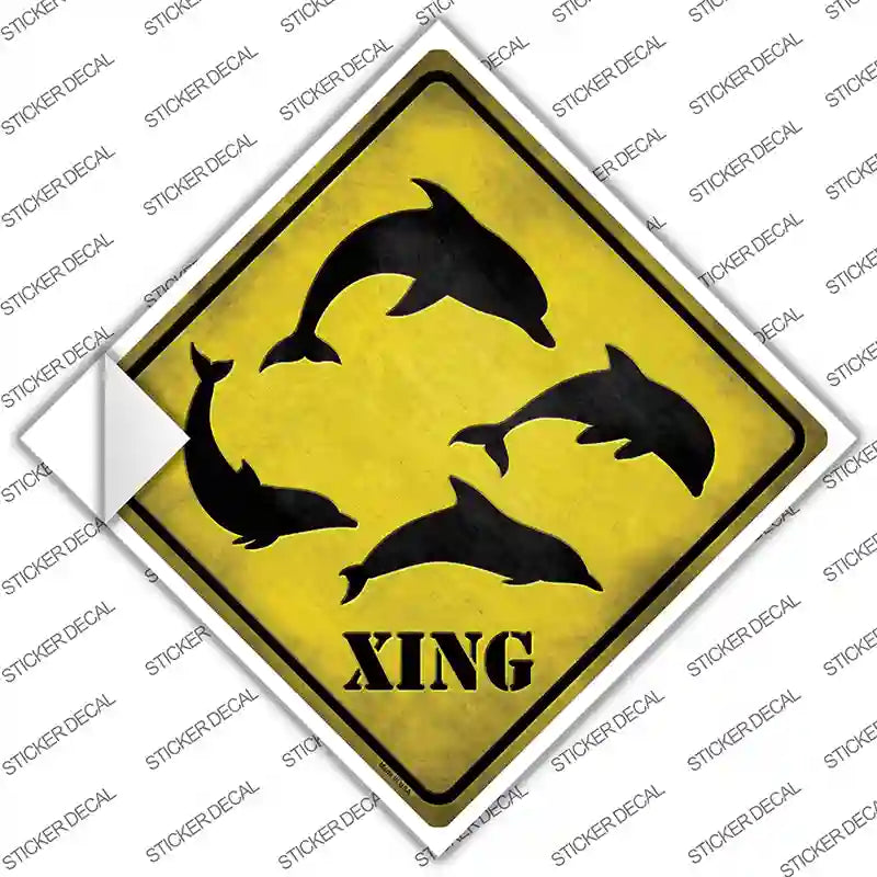 Dolphins Xing Novelty Diamond Sticker Decal