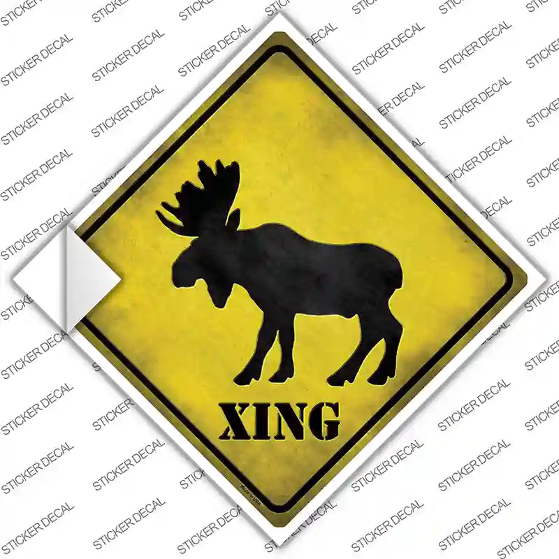 Moose Xing Novelty Diamond Sticker Decal