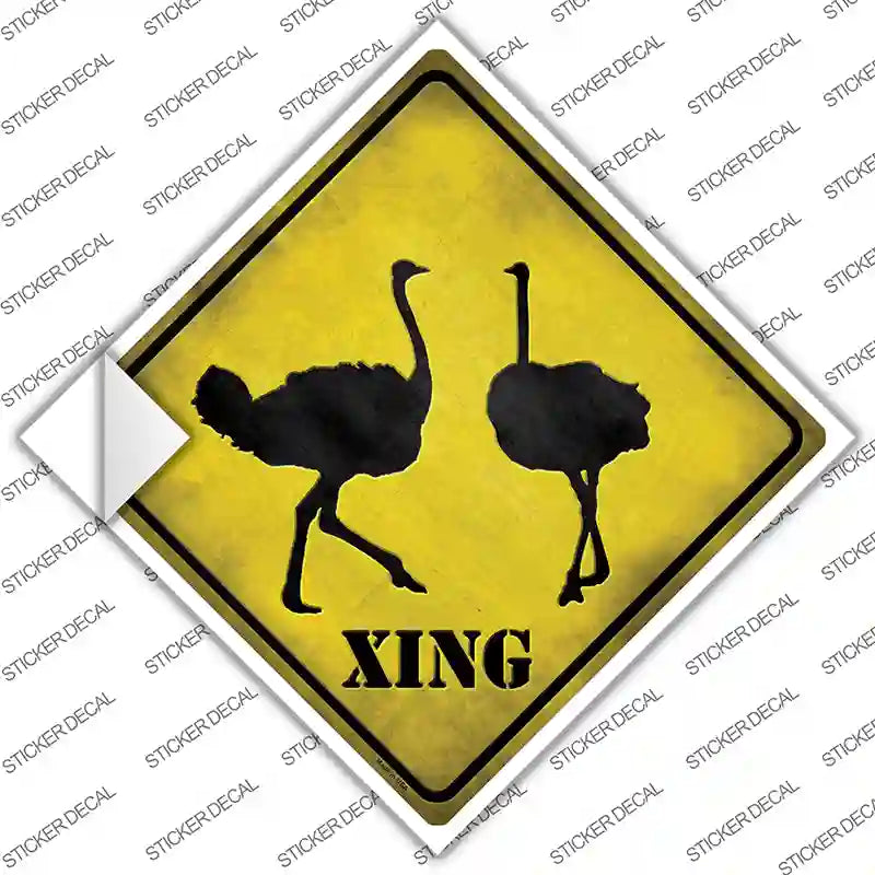Ostrich Xing Novelty Diamond Sticker Decal