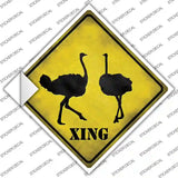 Ostrich Xing Novelty Diamond Sticker Decal