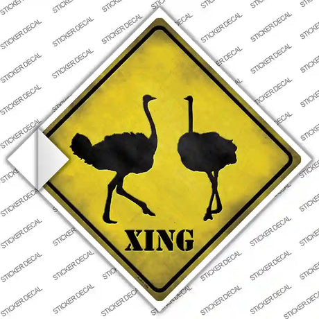 Ostrich Xing Novelty Diamond Sticker Decal