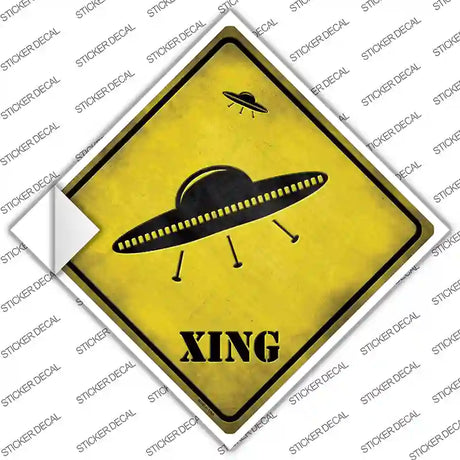 UFO Spaceship Xing Novelty Diamond Sticker Decal