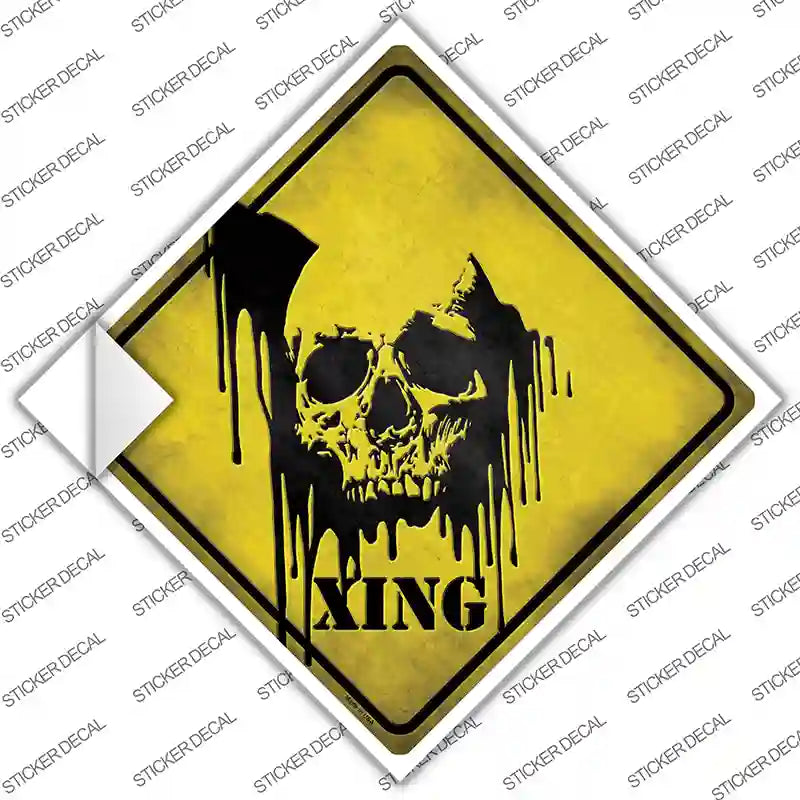 Bleeding Skull Xing Novelty Diamond Sticker Decal