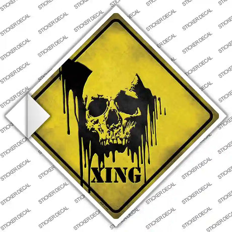Bleeding Skull Xing Novelty Diamond Sticker Decal