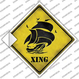 Sailboat Xing Novelty Diamond Sticker Decal