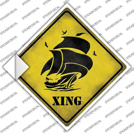 Sailboat Xing Novelty Diamond Sticker Decal