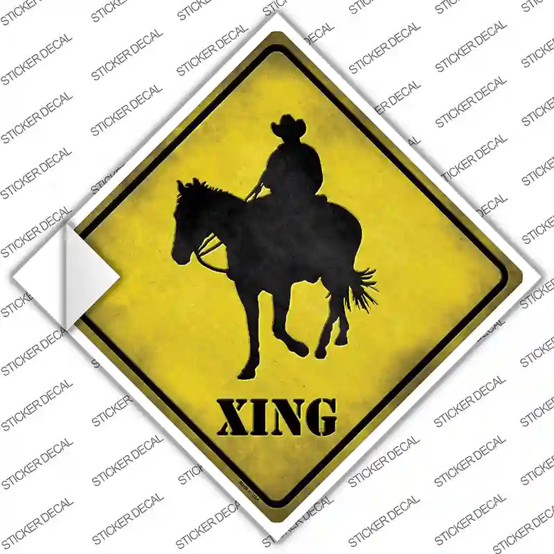 Cowboy Xing Novelty Diamond Sticker Decal