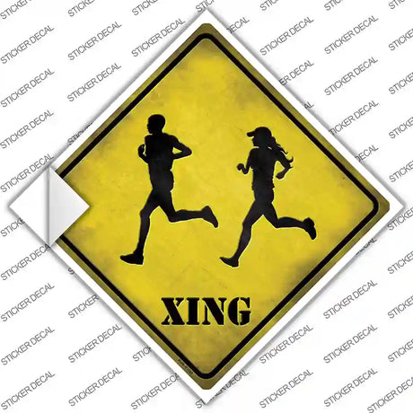 Runners Xing Novelty Diamond Sticker Decal