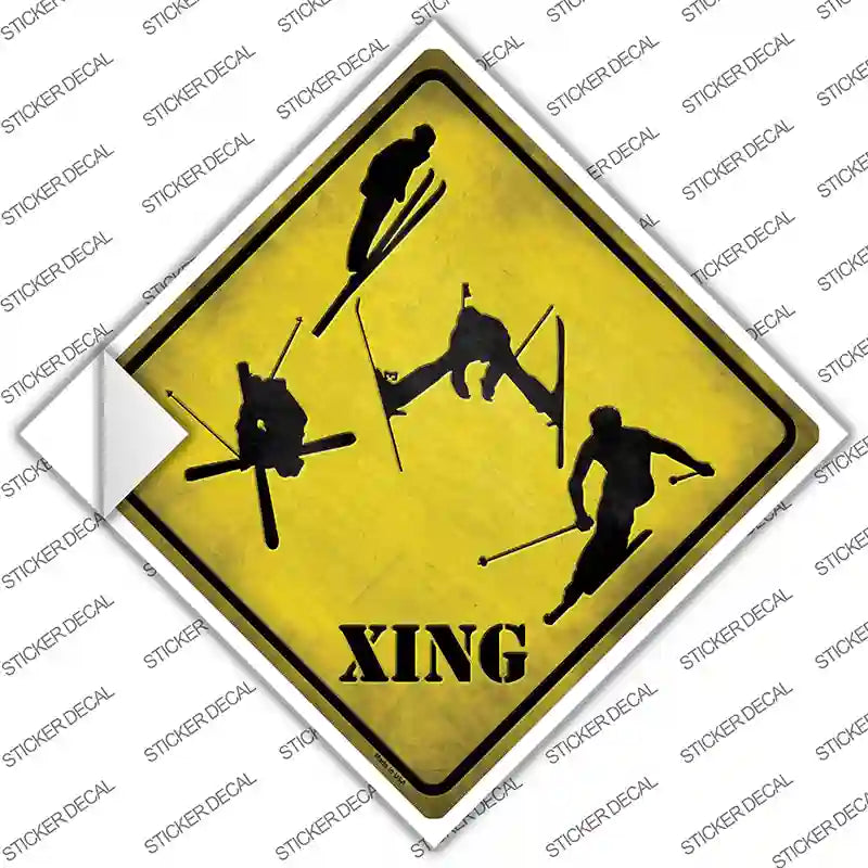 Skier Xing Novelty Diamond Sticker Decal